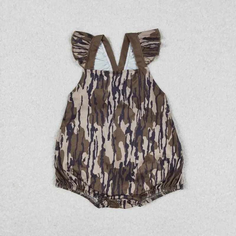 11.19y SR0929 Hot-selling summer baby girl rompers wholesale military green camo lace Romper