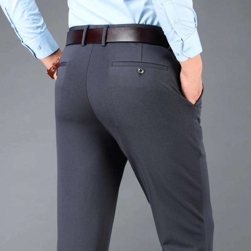 Men\'s Business Casual Pants Spring Summer Elastic Trousers Office Suit Pants Quick Dry Formal Pants Breathable Comfortable