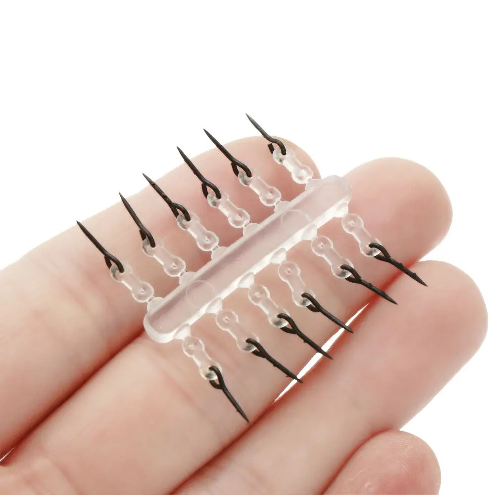 12 stücke Gerade Schaft Haken Quick-Rigging Nadel Karpfen Angeln Haken Köder Stachel Boilies Pin Klar Gummi Mais locken Ronnie Haar Rig – Detail 10