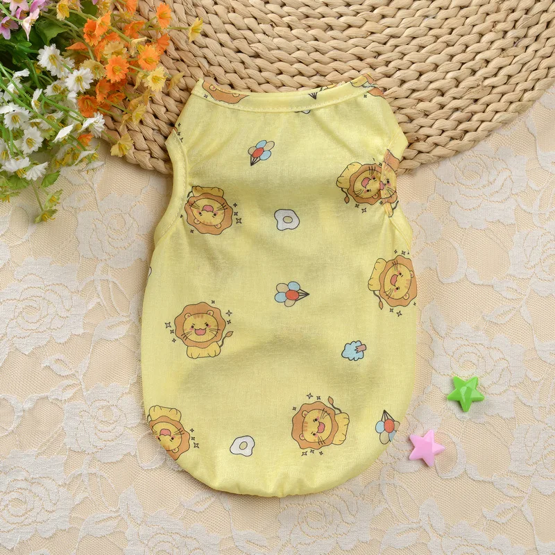 Thin Dog Vest Printed Pet Shirt Summer Dog Clothes For Small Medium Dogs Sleeveles Puppy Cat T-shirt Yorkshire Teddy Costumes