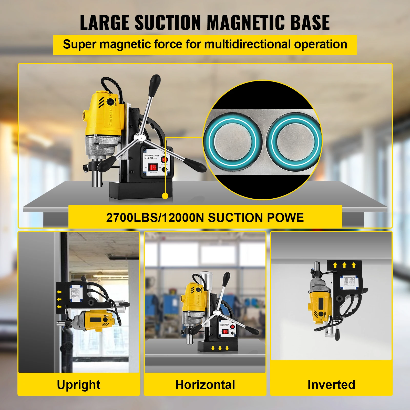 VEVOR MD40 40mm trapano magnetico 1100W macchina elettrica regolabile in altezza per impianto di perforazione da banco per ingegneria struttura in acciaio