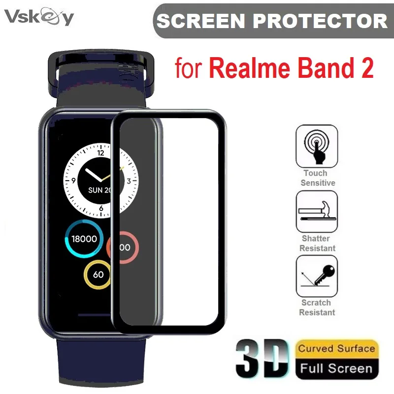 

100PCS 3D Curved Edge Screen Protector for Realme Band 2 Smart Watch Full Coverage Soft Protective Film