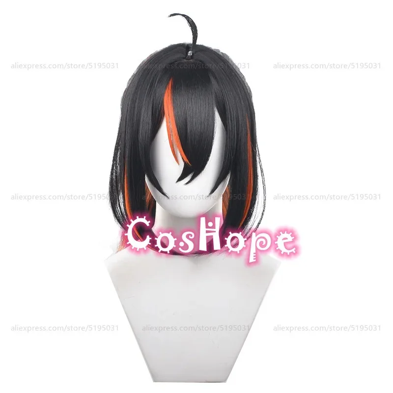 d;4'v\6.h/Zhu Yuan 55cm Long Hair with Ponytail Black Orange Mixed Anime Cosplay Wig Heat Re6;j'3\s,9'b/ view 3