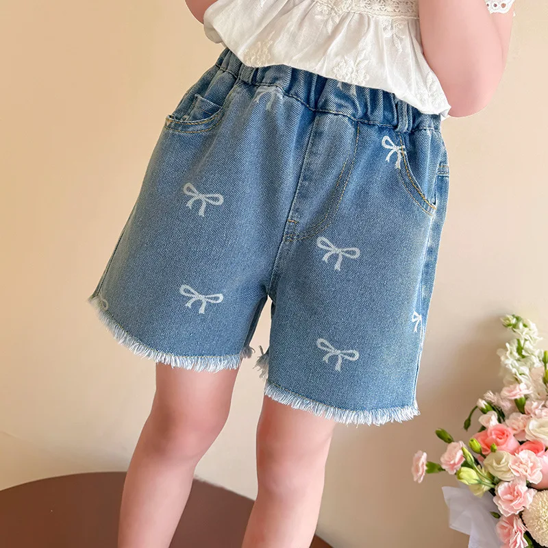 Girls' Denim Shorts Summer 2026 New Children's Foreign Style Sweet Summer Clothes Baby Fashionable Thin Casual Pants