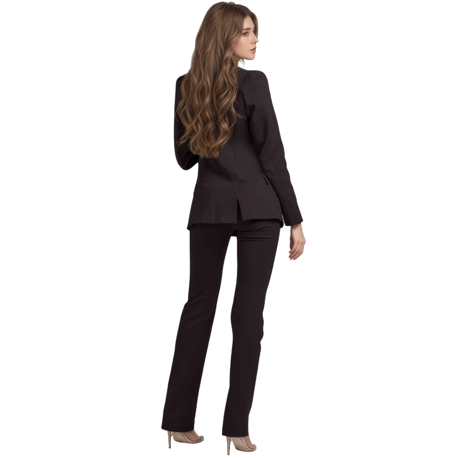 Dowbins Women's Business Suit Pants Set 2 Pieces Black and White Professional Workwear Pant Suit for Women