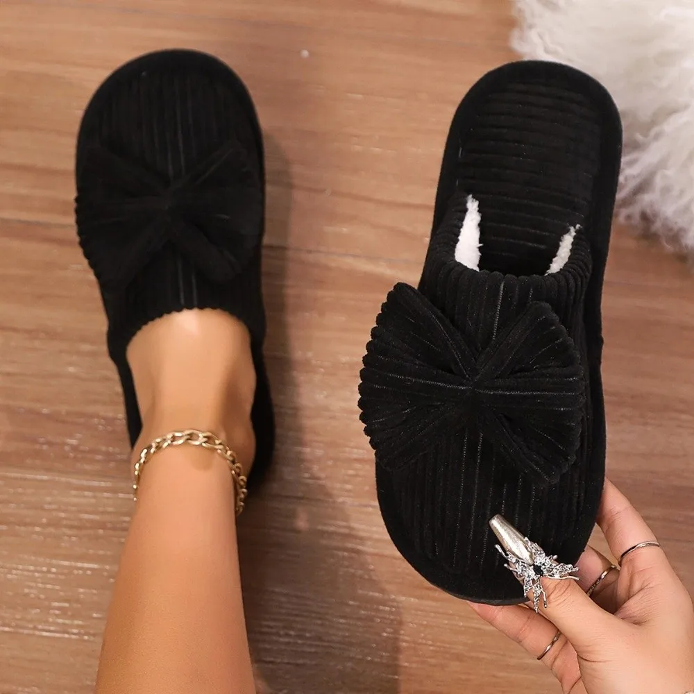 

Fashion Comfortable Bow Slippers Soft Non-slip Home Shoes Casual Lightweight Warm Slippers Women/Men