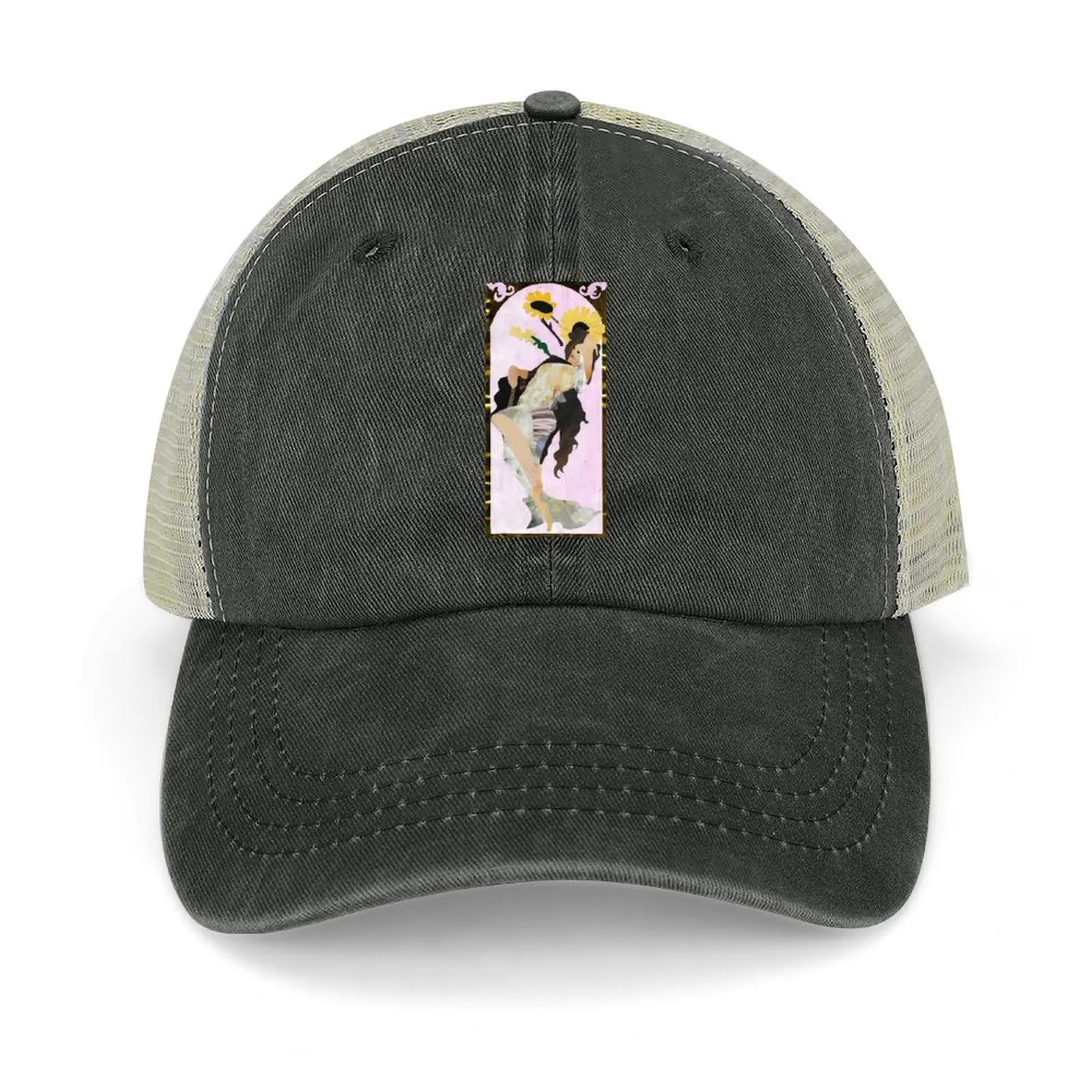 

Collage Summer Alphonse Mucha Baseball Cap Luxury Brand Snapback Cap Big Size Hat Men Women's