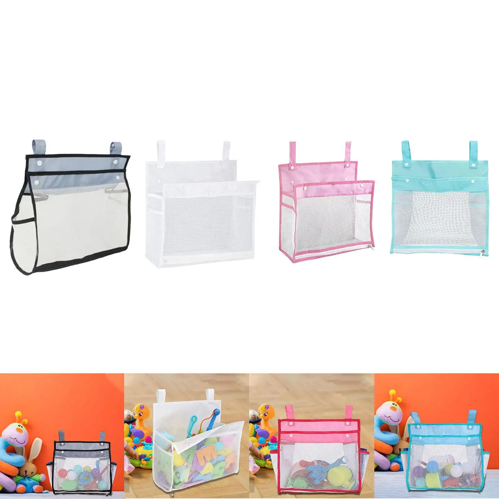 Mesh Bath Toy Organizer Multifunction Hanging Bottom Zipper Bathroom Shower Caddy Bath Toy Storage for Toddlers Bathroom Kids - view 6