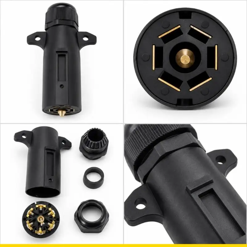 SZCH Nylon Trailer Wiring Adapter Connector with 7-Pin Circuit Layout and Two Mounting Points for 12V Vehicle Electrical Tasks
