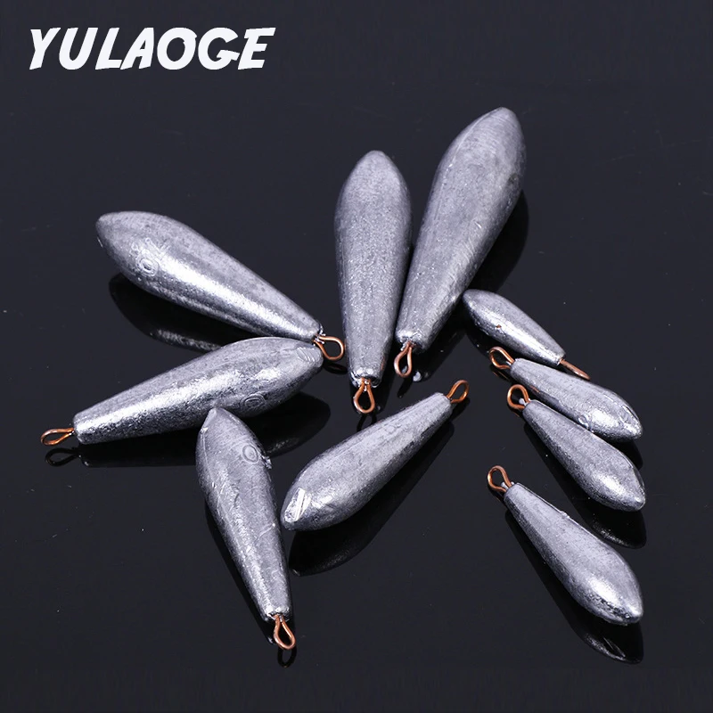 5PCS Leaded head Lead sinkers fishing water drop pendant Willow Leaf Ring Pendant Lead sinkers Sinkers for fishing