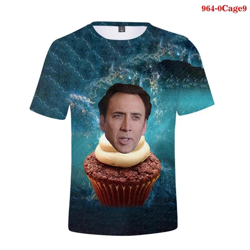 Men 3D Print Funny Actor Nicolas Cage Men's T-shirt Full Many Faces Printed Women Casual Round Neck New Short Sleeve Clothing