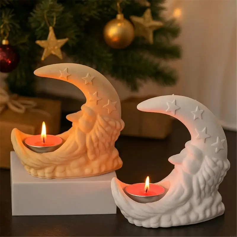 91AF Christmas Santa Moon Silicone Craft Mould For Homemade And Unique Gifts