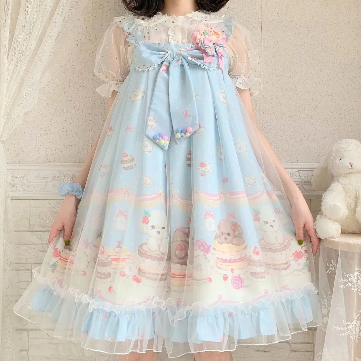 

SOIOMES Sweetheart Lavender Lolita Strap Skirt Cute JSK Dress Female Student