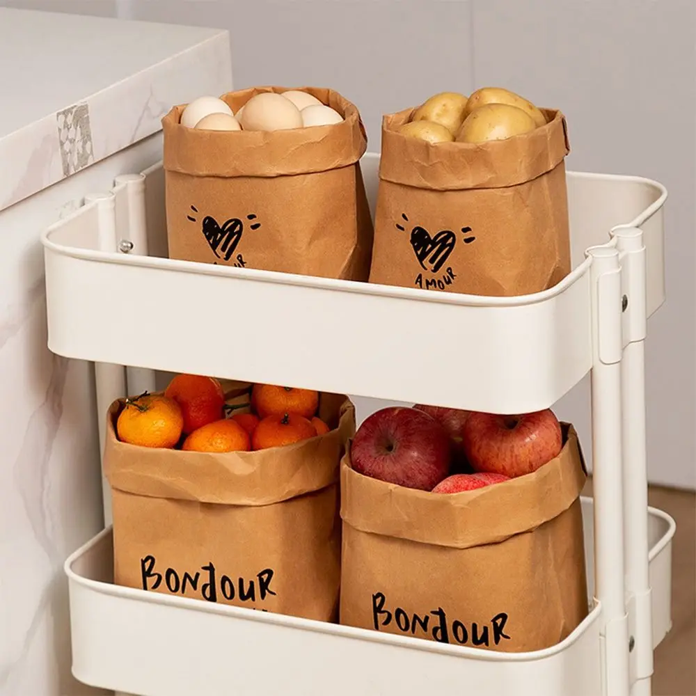 Durable Reusable Kraft Paper Bag Large Capacity Thickened Square Packaging Bag Washable Waterproof Shopping Bag Home