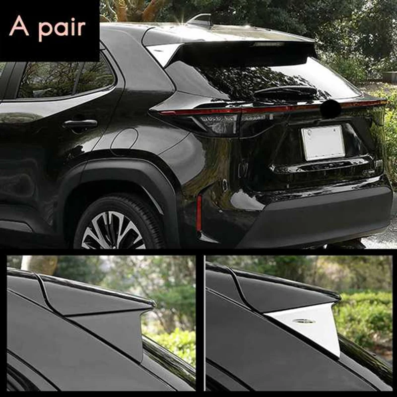 Car Rear Window Spoiler Triangle Cover Trim Chrome Rear Window Spoiler Triangle Cover Trim For Toyota Yaris Cross 2020 2021