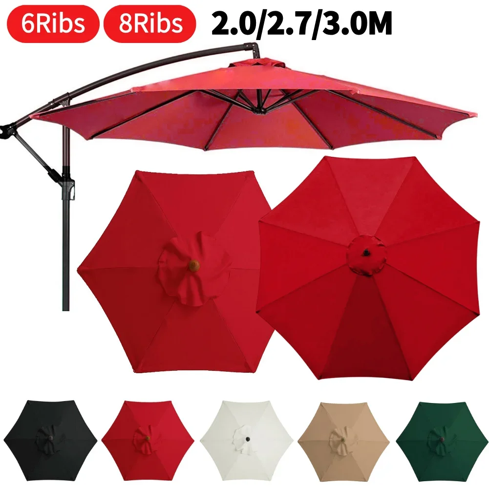 6/8 Bones Parasol Cover Polyester Replacement Sunshade Umbrella Cover Waterproof Sun Protection Detachable Umbrella Accessory