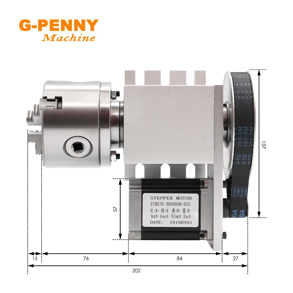 Imagem -02 - Stepper Motor para Mini Gravador Cnc ° Eixo 4jaw 80 mm Cabeça Divisória Cnc Eixo de Rotação um Eixo Nema23 57x76 mm