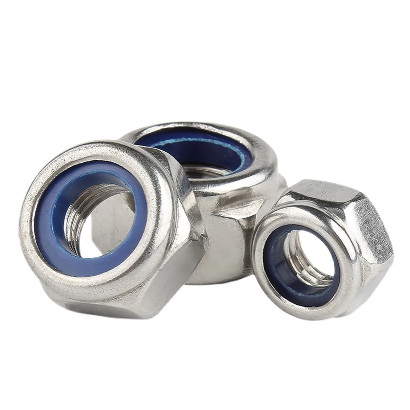 5/ 10/ 20/ 50pcs M2 M2.5 M3 M3.5 M4 M5 M6 M8 M10 M12 M14 M16 304 Stainless Steel Hex Hexagon Nylon Insert Self Lock Nuts