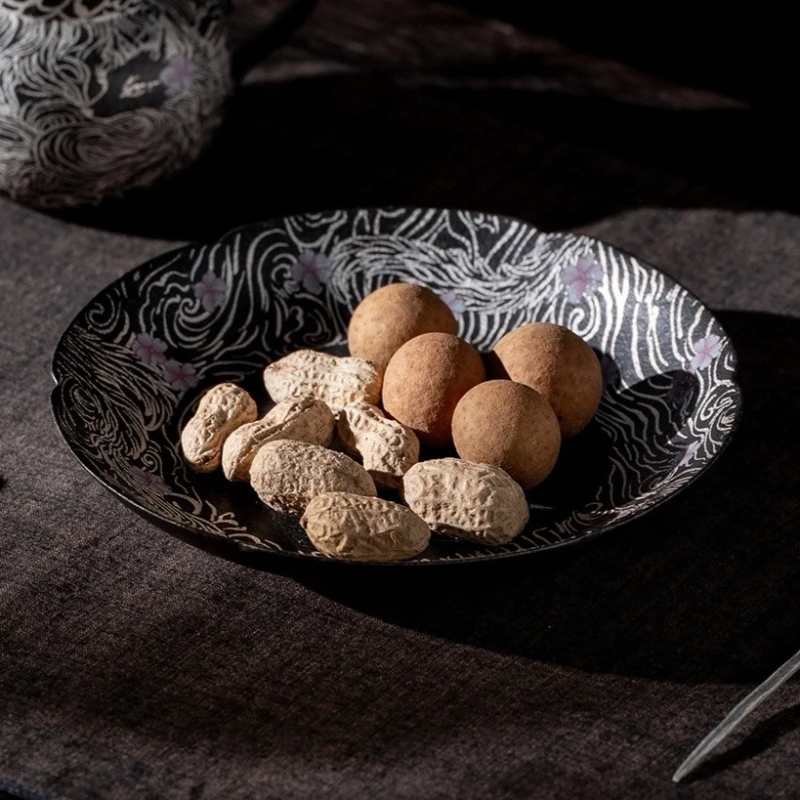Old Rock Clay Hand Painted Nine-Tailed Fox Tea Tray  Ceramic Dry Brewing Plate Home Office Teapot Heat Insulation Mat