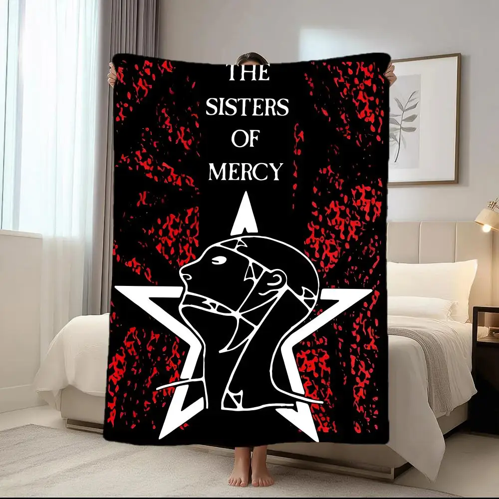 Rock T-The Sisters of MercyS Couverture courte en peluche douce et agréable pour la peau, multi-usages, pour la maison et le bureau