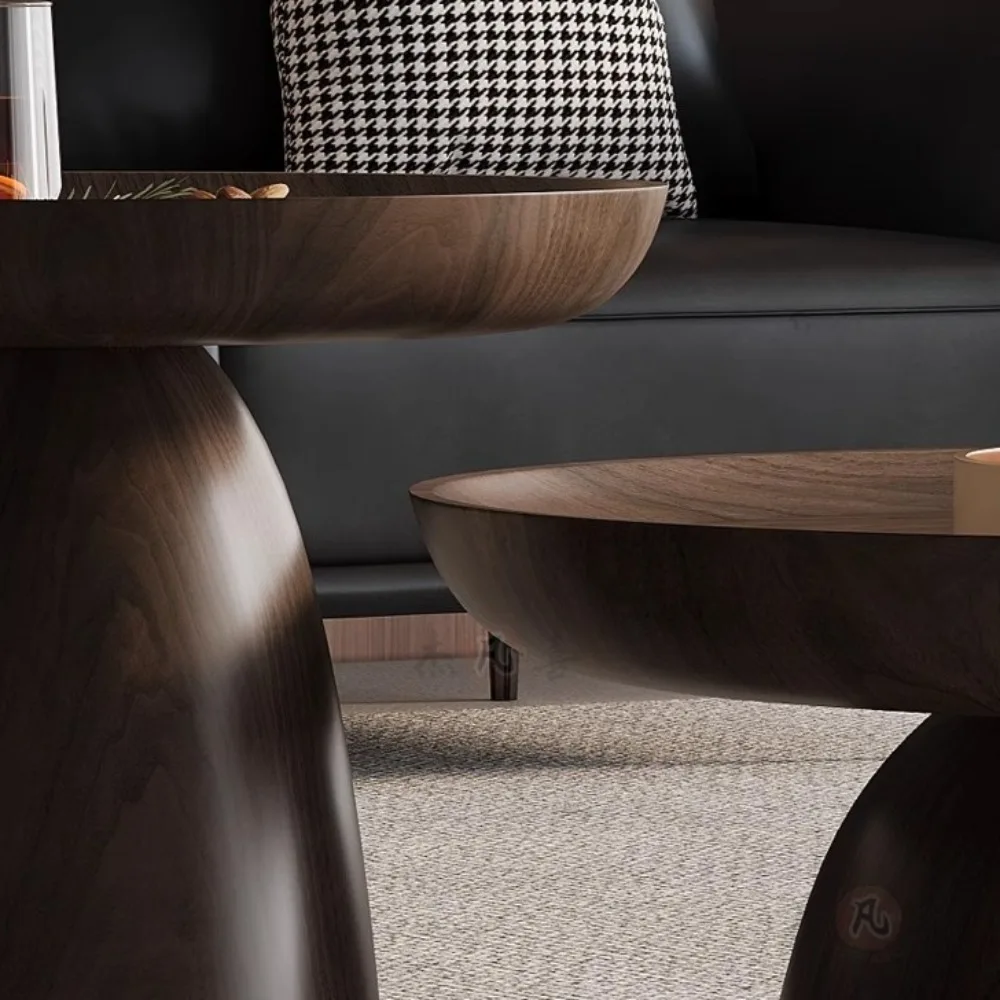 Black Walnut Wood Combination Design Coffee Table Built in Design Minimalist furniture accessories Round Creative Coffee Table