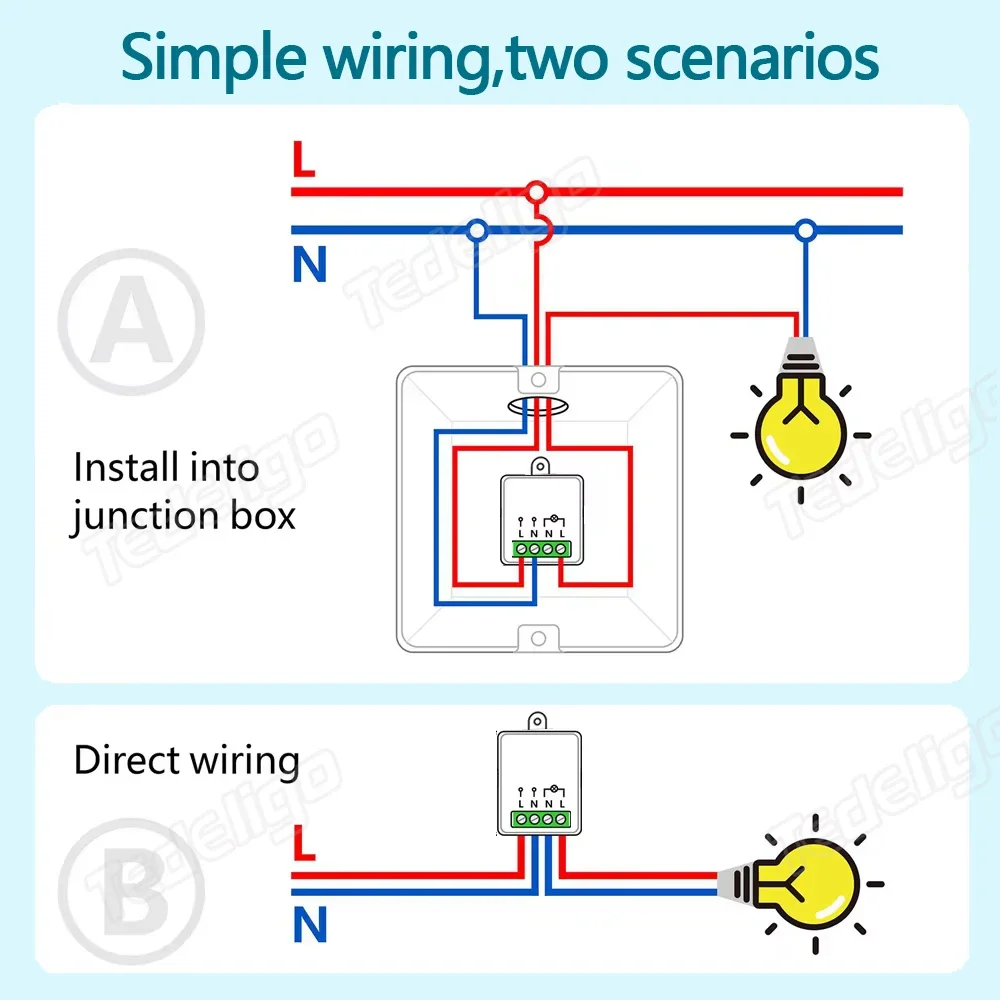 433HMz Wireless Smart Light Switch Remote Control ON OFF 110V 220V 10A RF Mini Relay Receiver  for LED Ceiling Lamp Bulb Fan