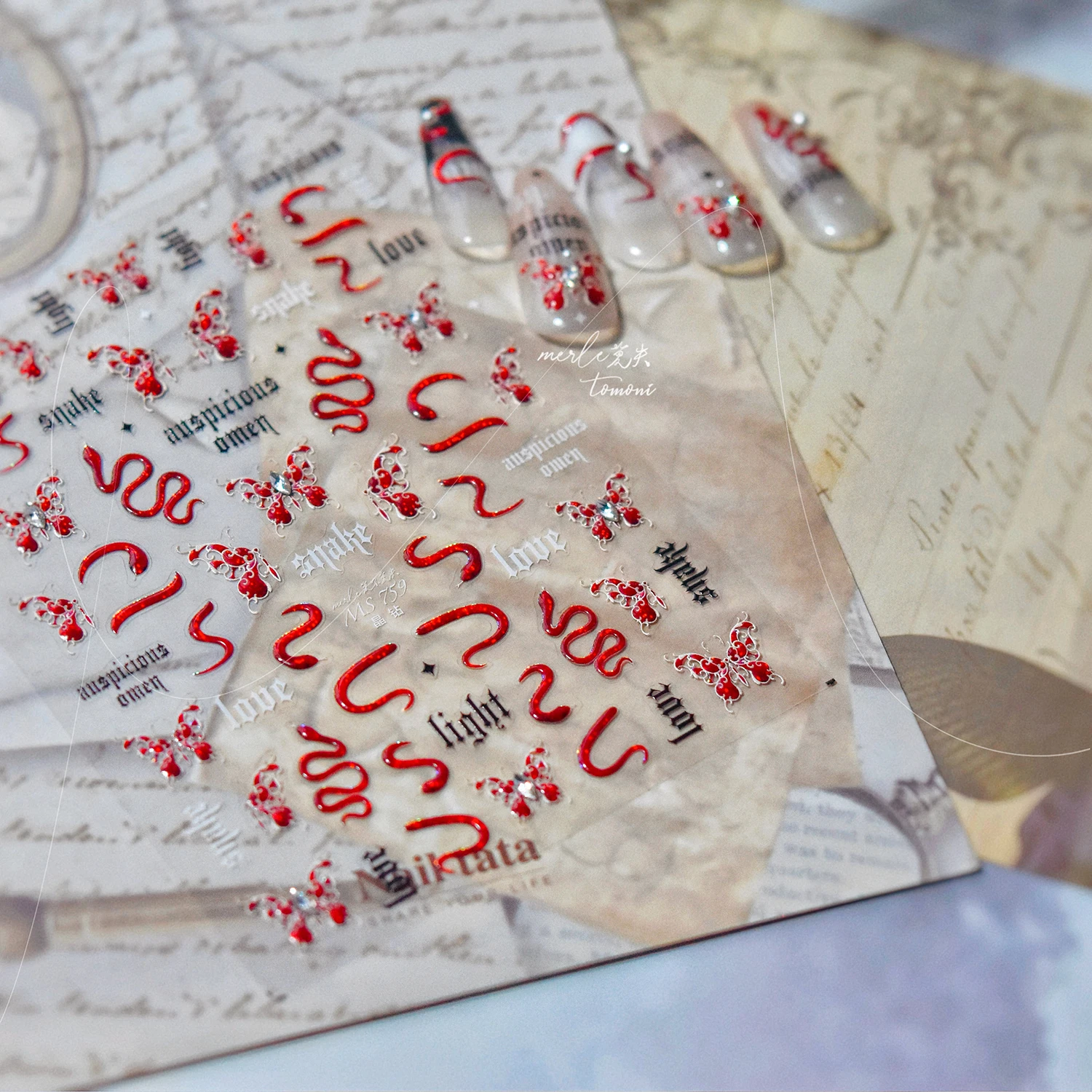 5D Colorful Butterfly Nail Stickers with Embossed Color Laser Stickers Adhering to Nail Art Decorations Pressing on Nails