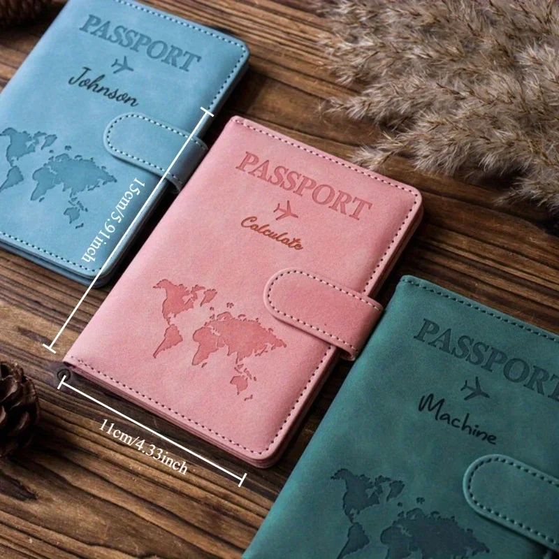 Personalized Travel Passport Cover - Women Men Engraved Name Case Holder Case Perfect Gift for Birthday Her Him Christmas