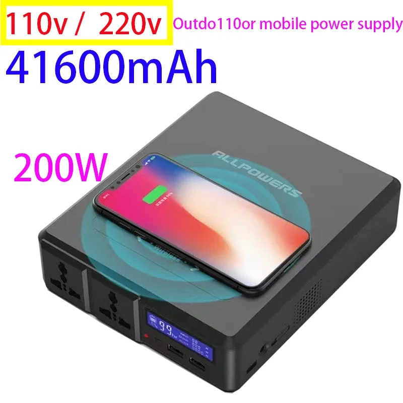 AC Outputs two universal solar inputs portable power source 200W output for camping Mobile devices 100000mAh