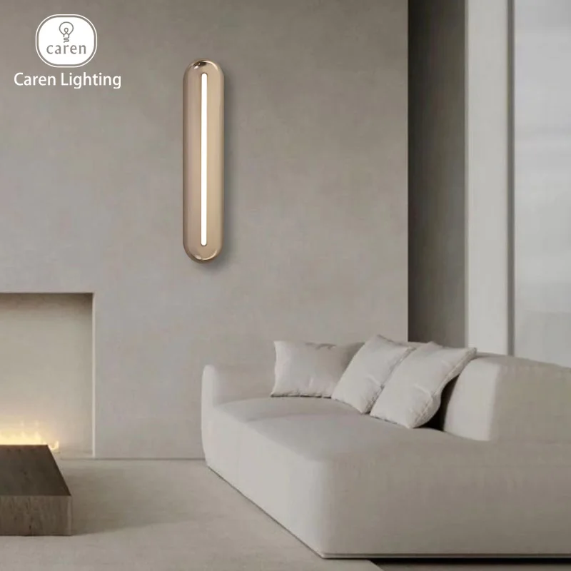 Caren Lighting Wall Sconce Futuristic Light Fixture capsule glowing through thin frosted acrylic Contemporary Stylish Luxury