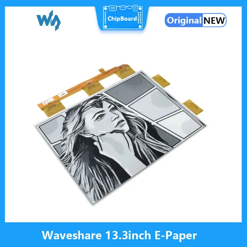 Waveshare-E-Paper Raw Display para Raspberry Pi, sem PCB, 16 escalas cinzas, porta paralela, 1600x1200 pixels, preto e branco, 13.3in