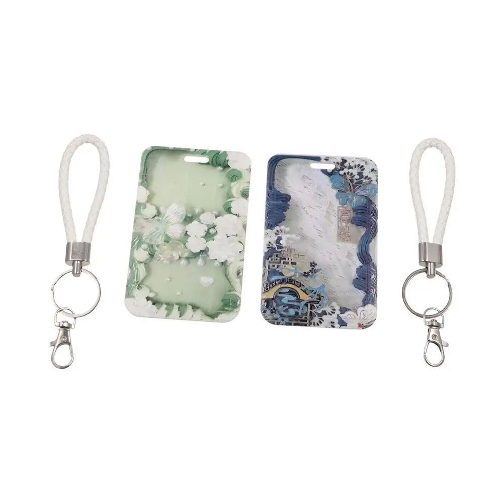 

Card Protectors Vintage Flower Card Case Flower Plastic Flowe Bus Card Cover Case Blue Butterfly Romantic Butterfly Card Holder