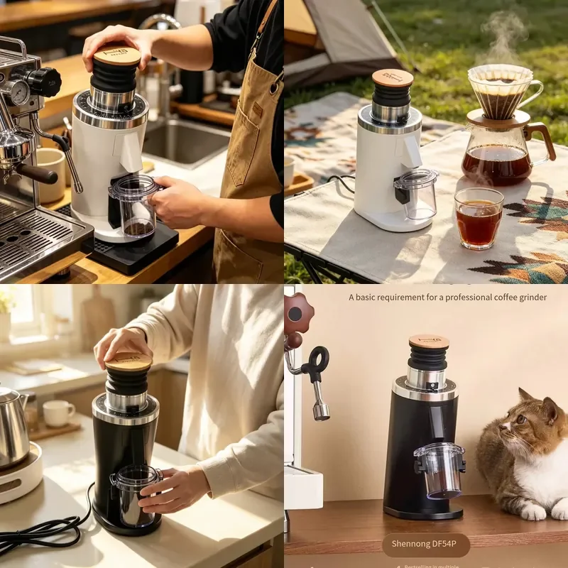 【CHIMU HOME】Professional Electric Coffee Grinder Titanium Flat Burr Mill Adjustable Particle Size For Espresso Brewing