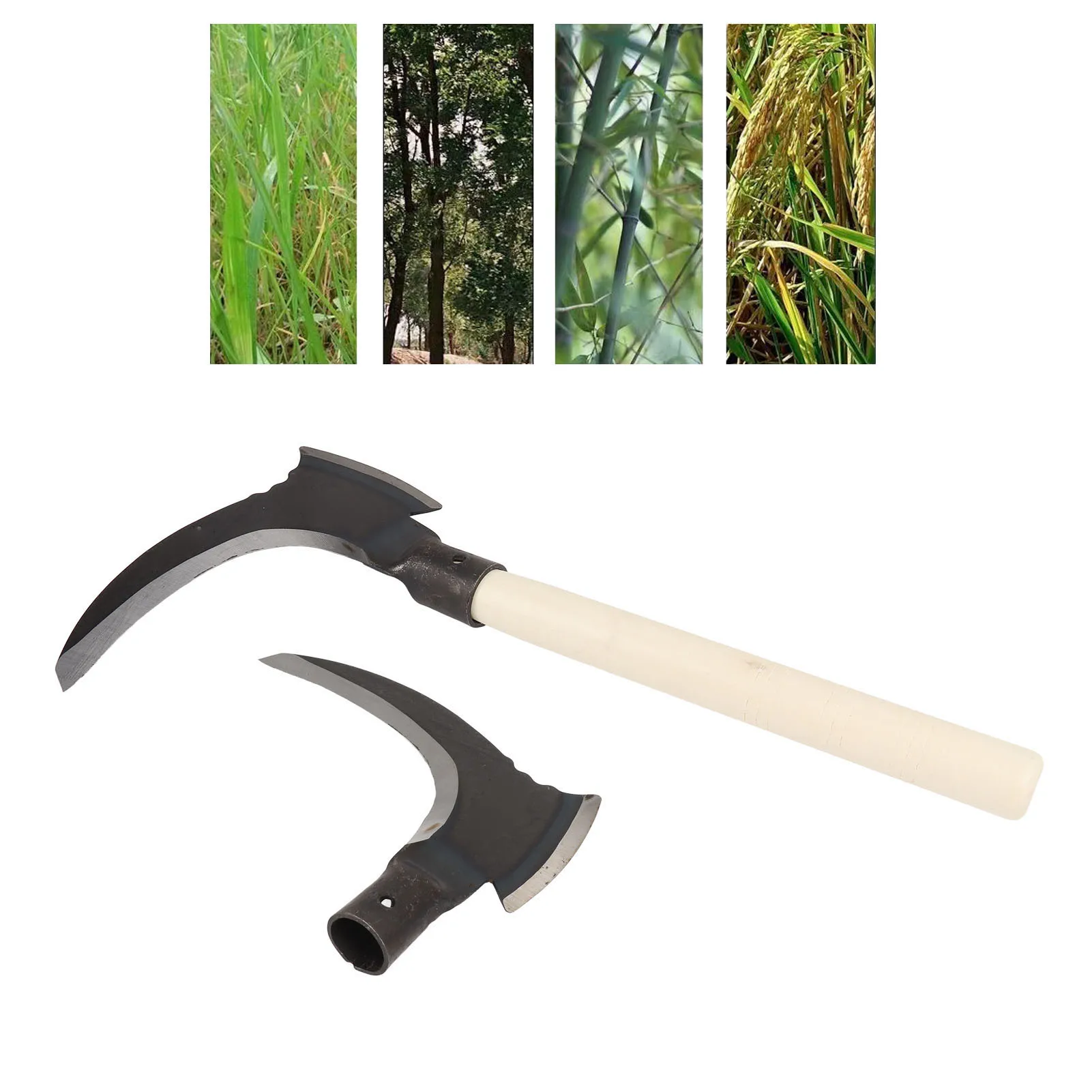 Handheld Sickle High Manganese Steel Double Scythe Multifunctional Mowing Cutting Trees Double Sickle for Gardening Tools