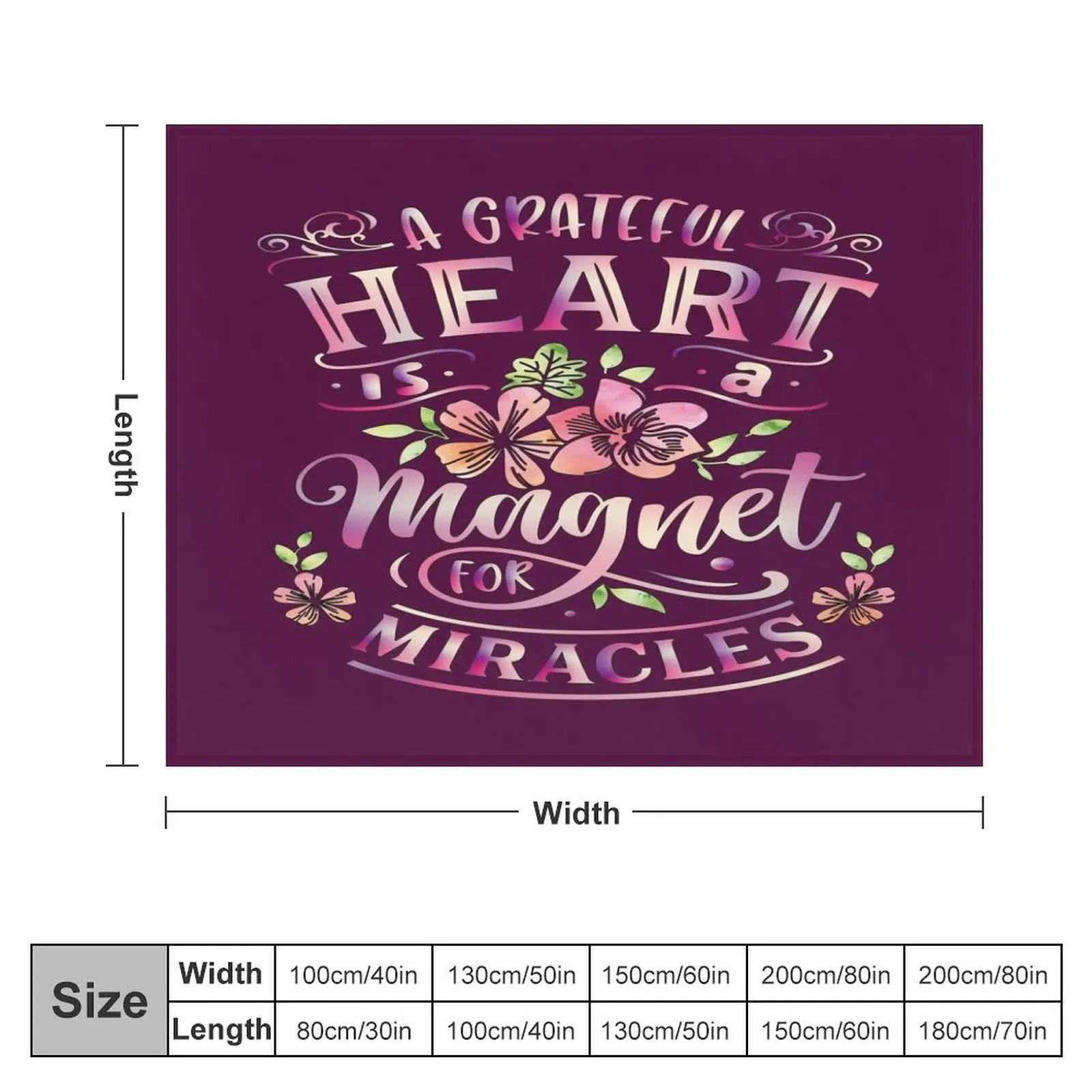 A Grateful Heart Is A Magnet For Miracles Throw Blanket Stuffeds Flannel funny gift warm winter Blankets