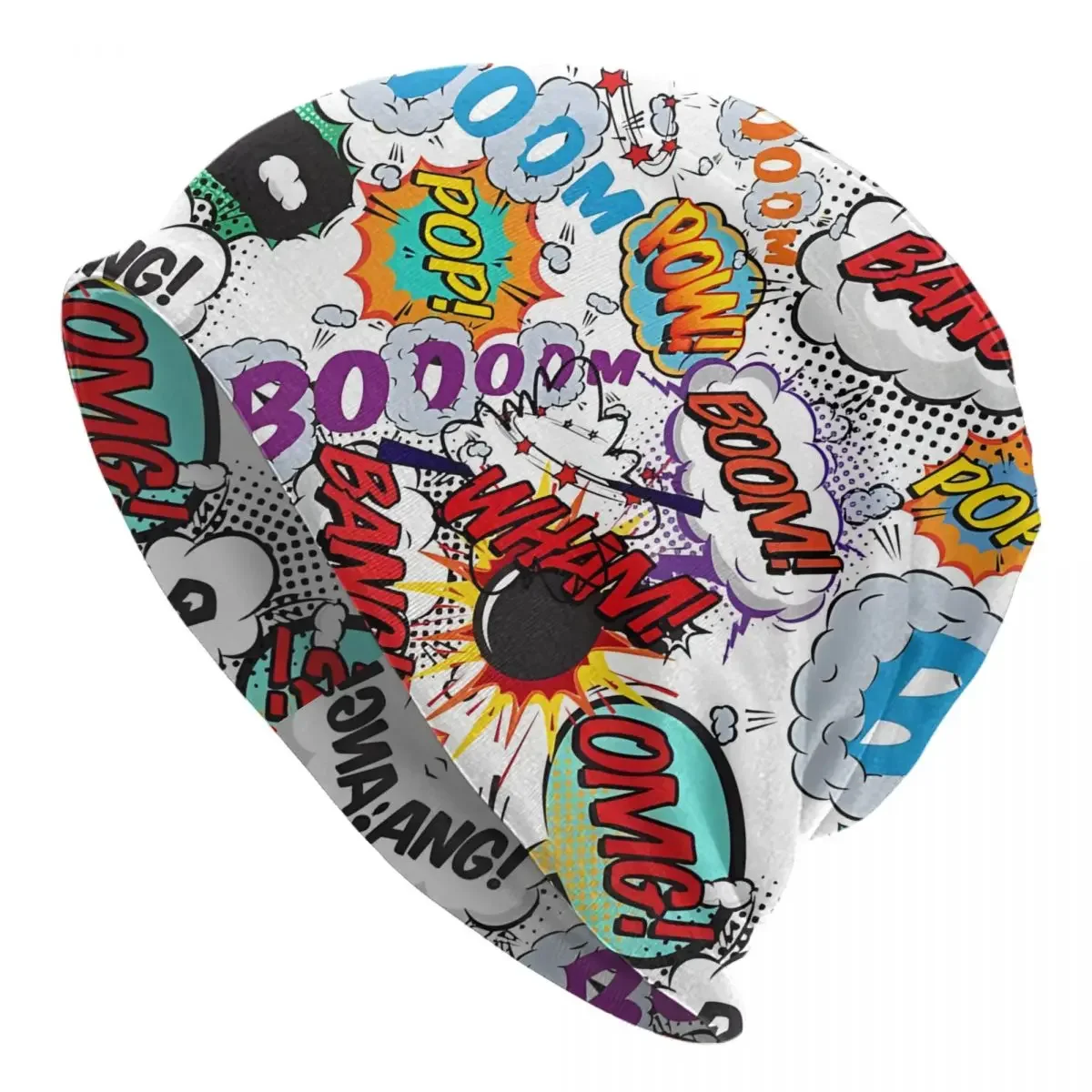 Comic Book Fun Shout Outs Pop Art Bonnet Homme Fashion Skullies Beanies Caps For Men Style Hats