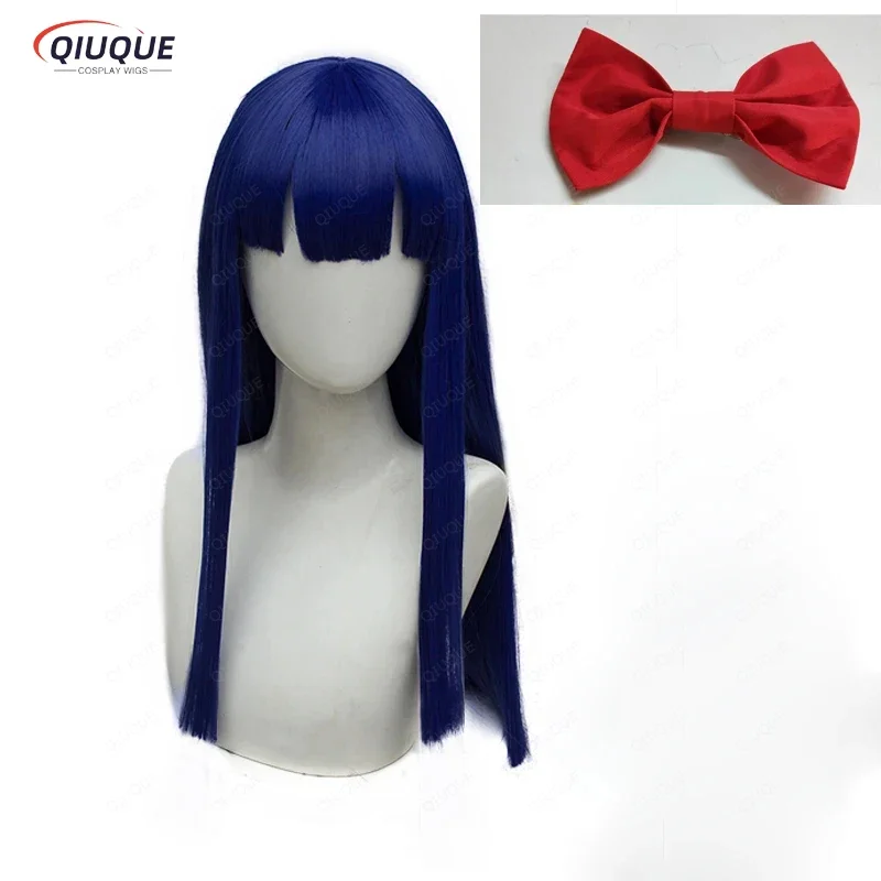 New POP TEAM EPIC Popuko Wig Pipimi Wig Styled Cosplay Wigs High Quality Sythentic Hair Wigs Yellow Hairbands Red Hairpin AS8473