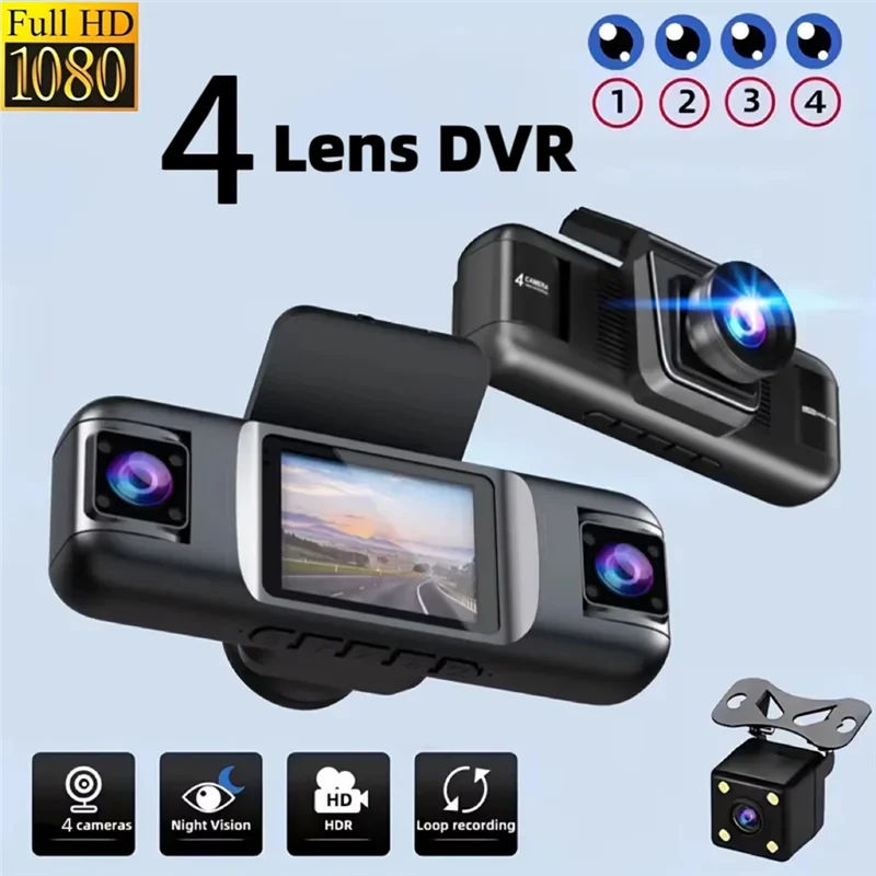 A37T-Multi-Record Quad HD Dash Cam com tela IPS de 2 polegadas e tecnologia de visão noturna 1080P