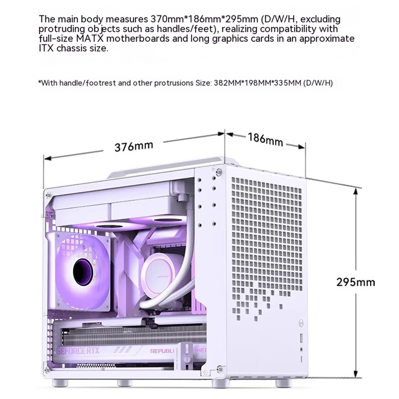 Imagem -02 - Matx Chassis Destacável Portátil Mini Desktop Computador para Jogos pc Transpare Suporte Gráficos 363 mm Potência Atx Jonsbo-z20