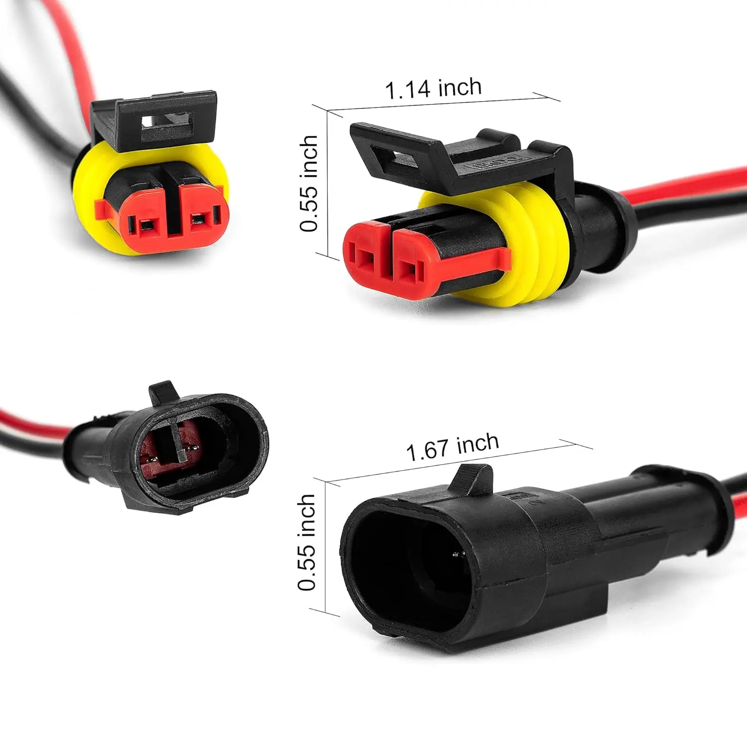 10 pairs 2 Pin Way Car Waterproof Connector 16 AWG Waterproof Electrical Connectors Quick Disconnect Wire Connector