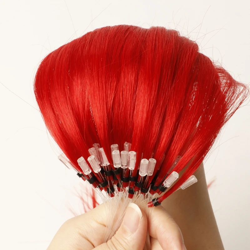 50Pcs Micro Link TipStraight Colored Real Human Hair Extensions For Kids Girls Colorful Highlights For Parties Gifts 12