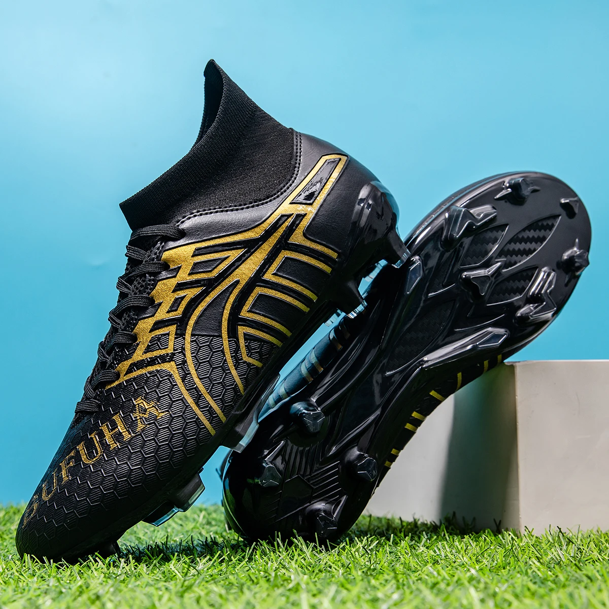 

Unisex Soccer Shoes For Men Women With Enhanced AG TF Studs Maximum Grips Slip Resistant On Turf Indoor for Training & Matches