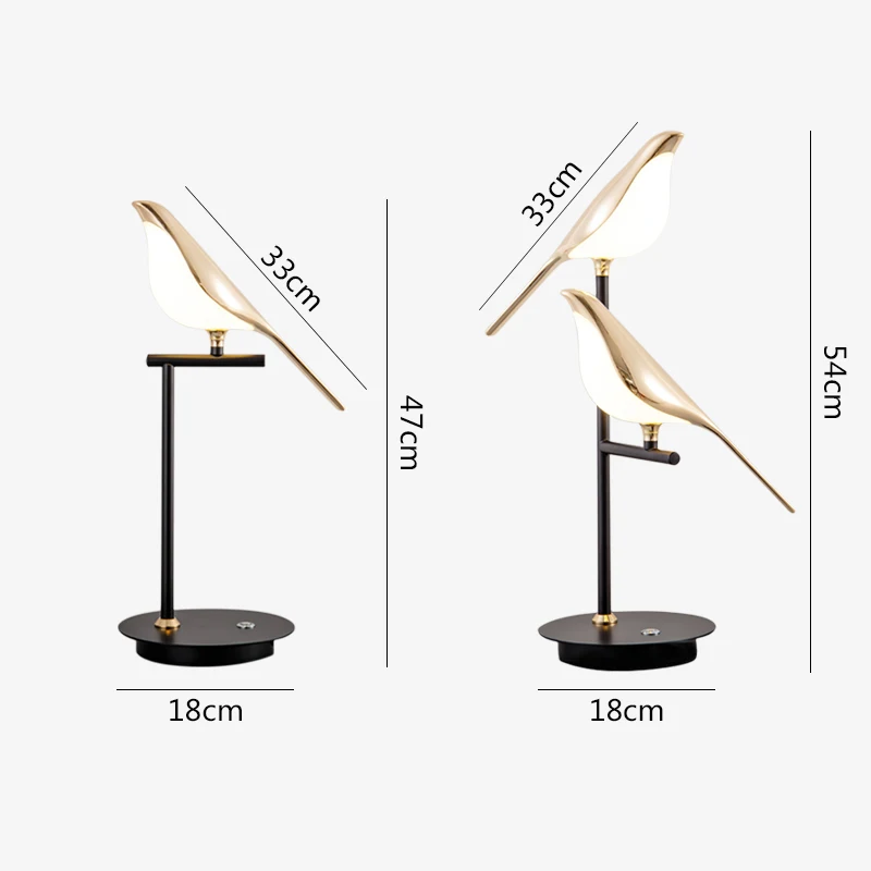 Lámpara de mesa LED moderna, lámpara de lectura de modelo de pájaro Urraca, iluminación interior, dormitorio, mesita de noche, sala de estar,