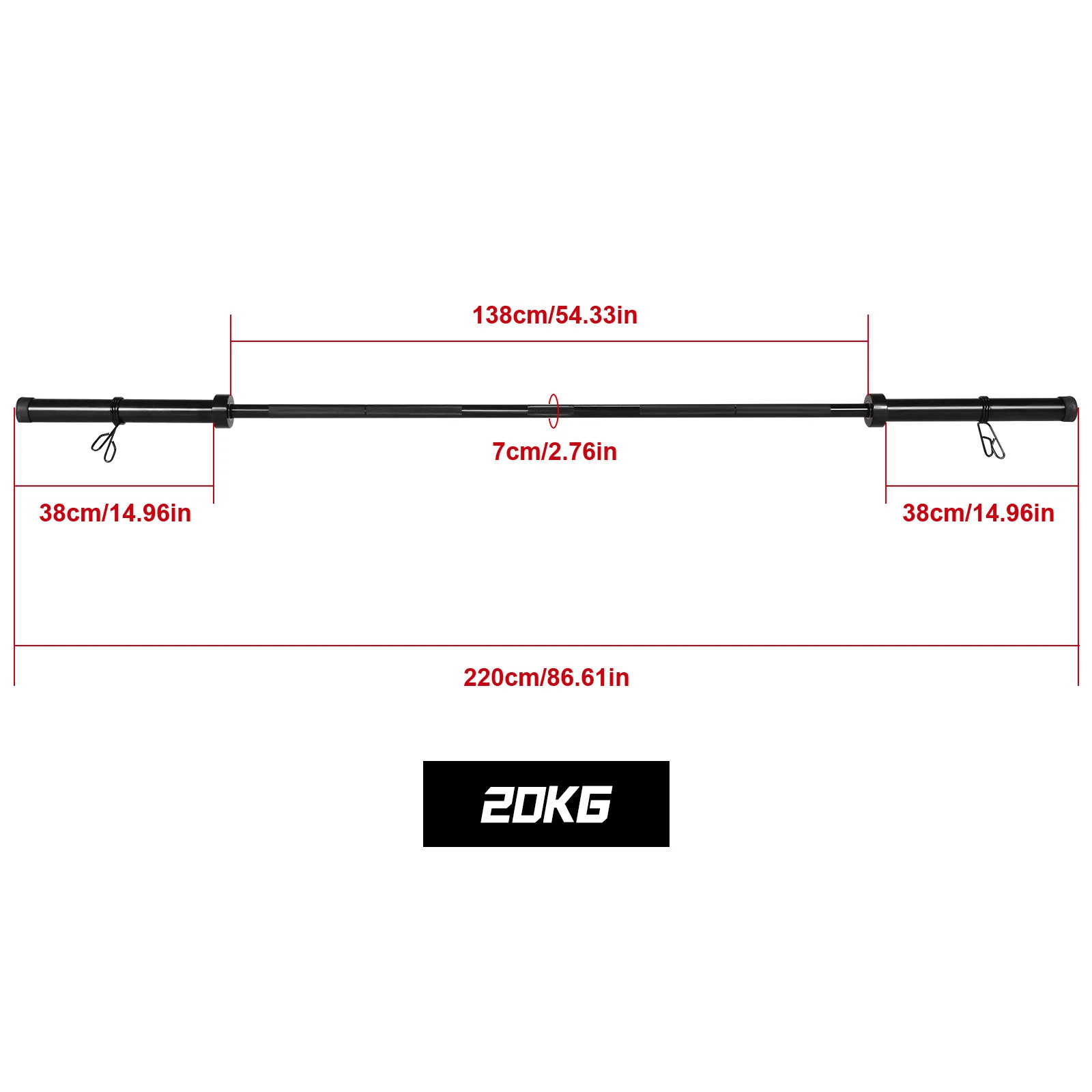 2.2 متر الصلبة الكروم الحديد بار مع قبضة مخرش قضبان تدريب القوة العالمية للقرفصاء مقاعد البدلاء الصحافة الرافعات المميتة