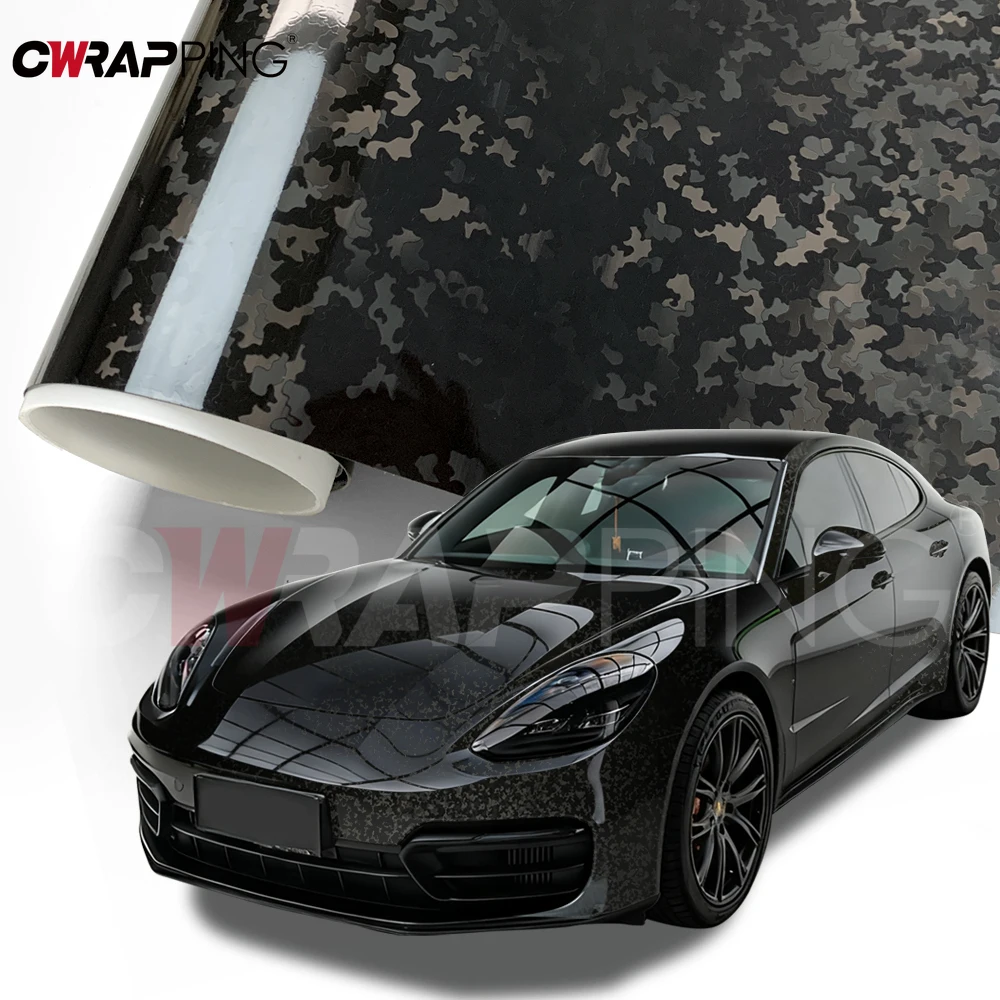 TPF-pegatinas de vinilo para coche, diseño de carbono fantasma, color negro, película autoadhesiva, vinilo para motocicleta, accesorios para cubrir el cuerpo