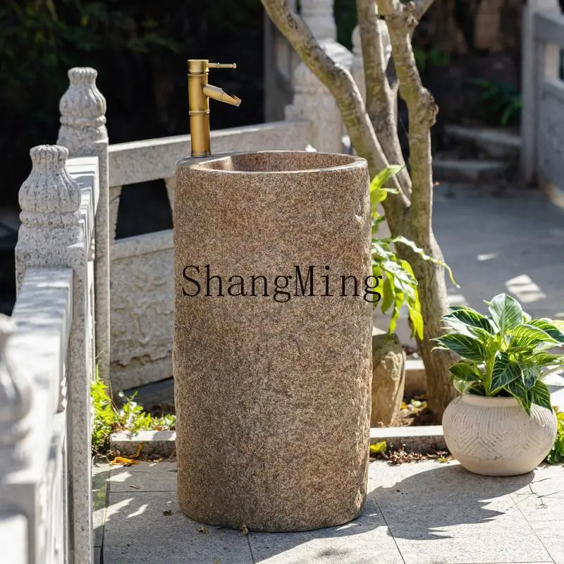

CL new Chinese classical cement wash basin outdoor integrated vegetable wash basin courtyard outdoor vertical cylindrical sink