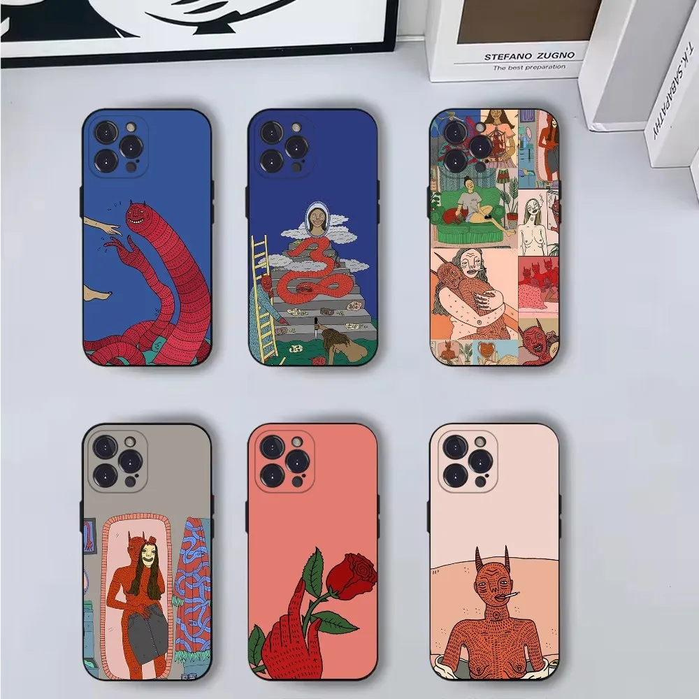 

P-Polly Nor Art Phone Case For iPhone 16,15,14,13,12,11,Pro,X,XS,Max,XR,Plus,Mini Soft Black Cover