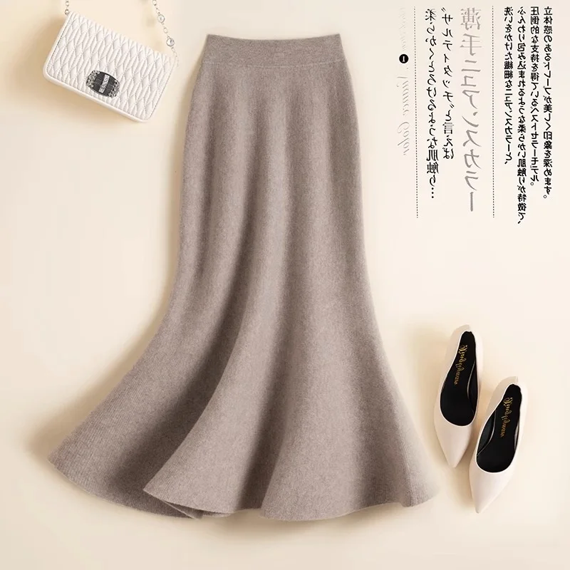 

Женская шерстяная вязаная юбка-трапеция средней длины от бренда Oulet, универсальная модель на весну-осень, с запахом, в стиле кэжуал.