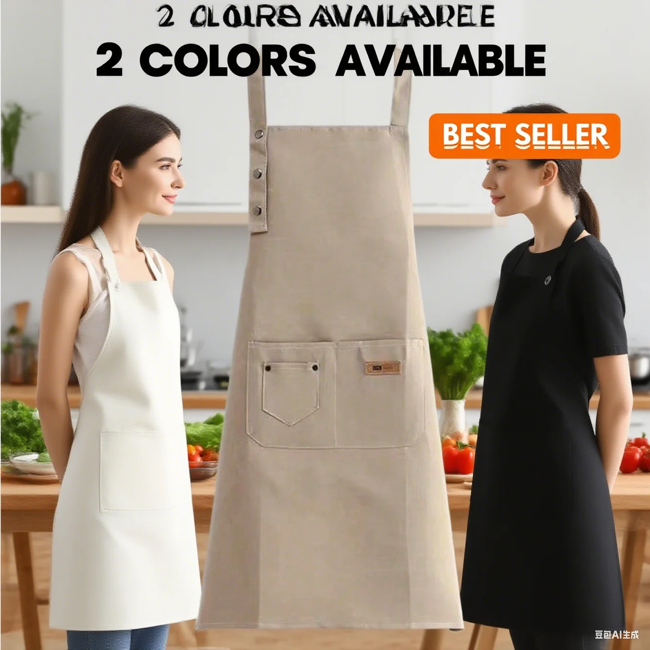 Durable Canvas Kitchen Apron for Men Women Chef Grill Master Restaurant Bar Cafe Waiter Beauty Nail Studio Work Protective Gear
