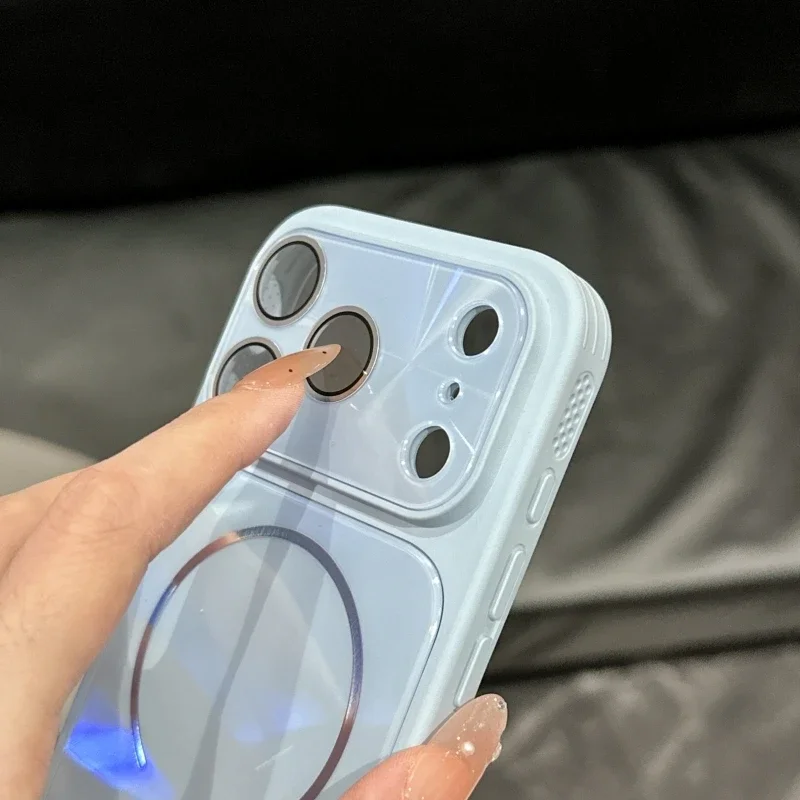 Luxury Solid Color Macaron Matte Magnetic Phone Cases For iPhone 18 17 16 15 14 13Pro Max Air Large Window Camera Protect Cover